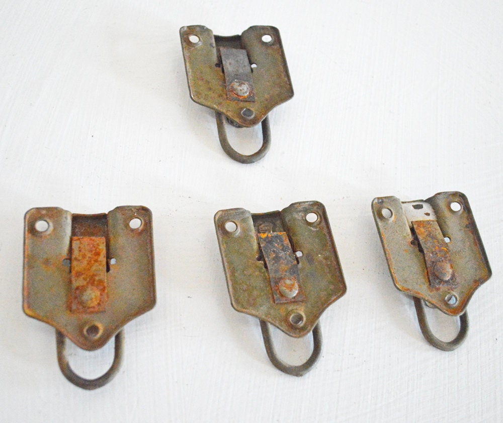 Large Vintage Metal Clasps Rusty Industrial Rustic Patina Silver Brown Salvage Mixed Media Assemblage Parts