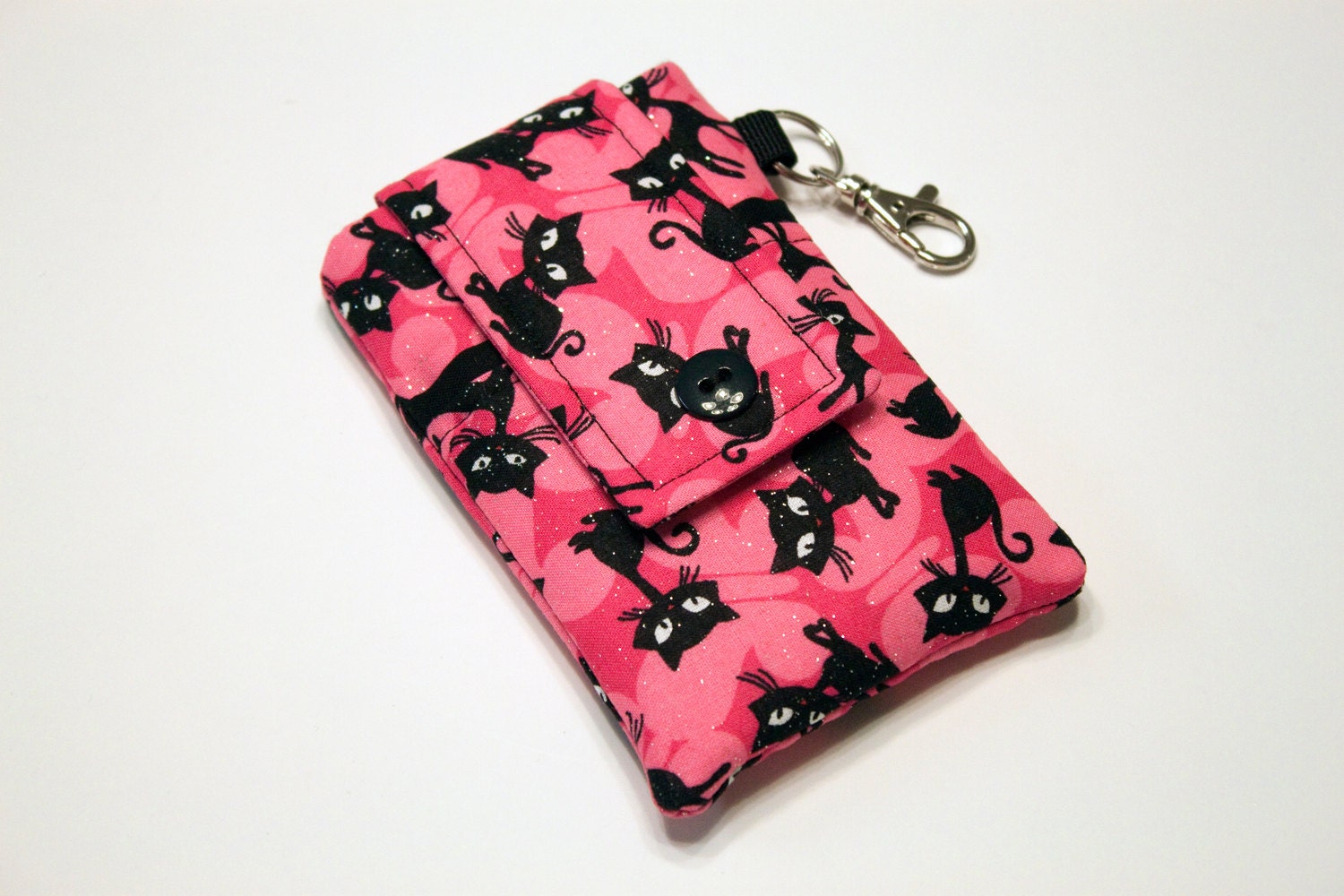Fabric Smartphone Cover, iPhone 5 Cover, Iphone 4 4s cover, Iphone cover, Smartphone holder Bag, Cell Phone Holder -Black Cats