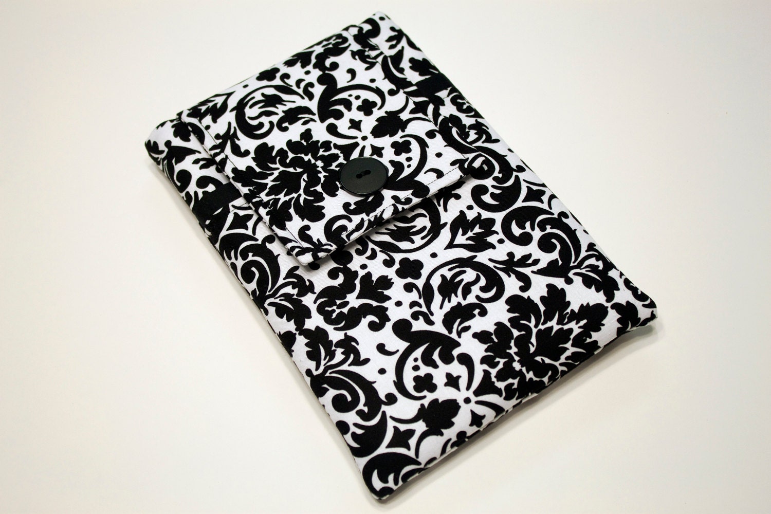 Custom ipad mini case, Kindle Fire Case, Nook Tablet Cover, ipad mini sleeve, ipad mini cover, Fabric ipad mini purse/Pouch-Black Damask