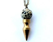 JUPITER dalmatian jasper crystal ball spike necklace