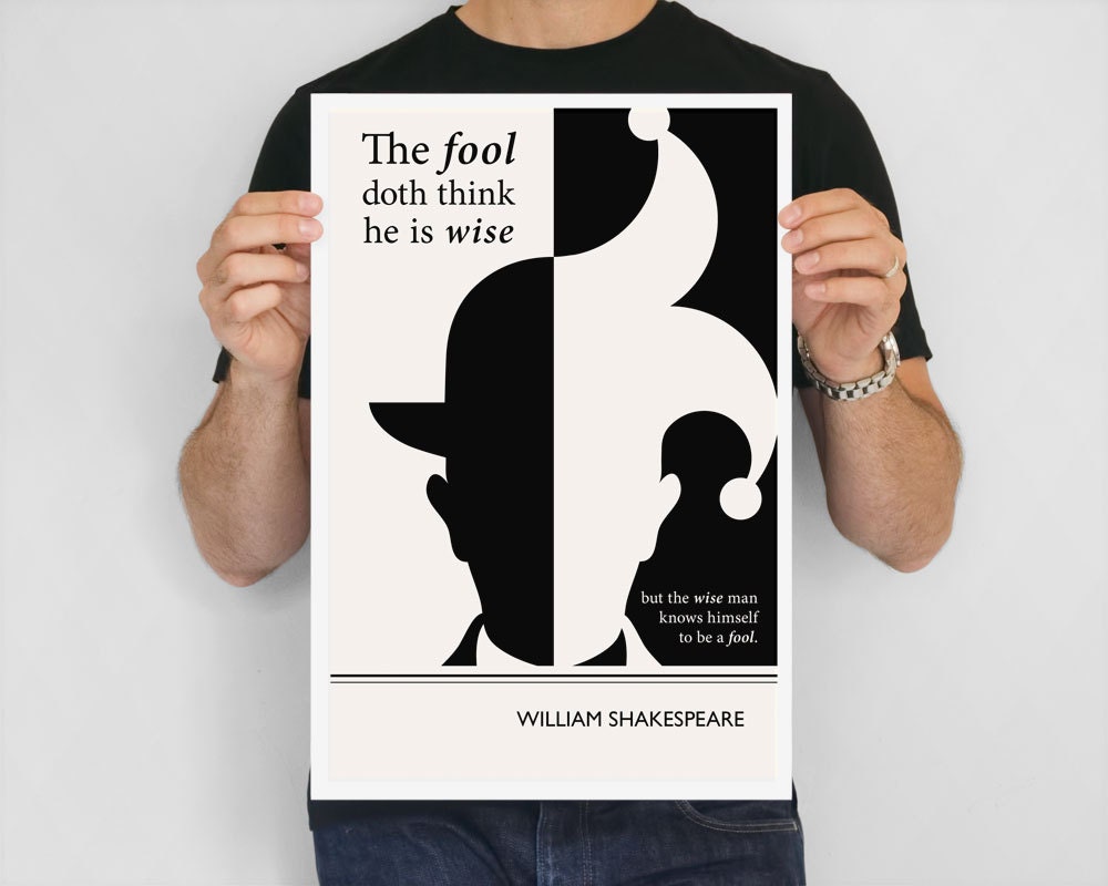 Illustration, William Shakespeare Quote, Fine Art Prints and Art Posters, Shakespearian, Man Drawing, Black and White Wall Art, Minimalist