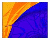 Bright orange gold, blue, purple, 11x14" custom Giclee print, "Planet Pilates", abstract fine art, fitness, exclusive design, wall decor