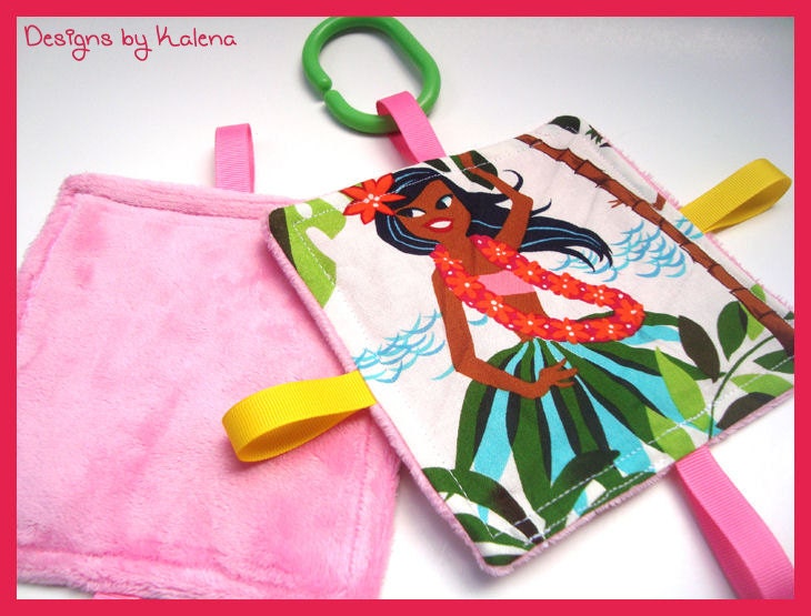Hawaiian Taggie Crinkle Toy - Baby Girl  - Sensory - Teether - Leis n Luaus