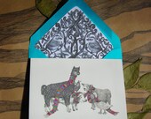 Set of 5 Eco-Friendly Barnyard AnImals with Scarf Notecards