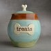 Dog Treat Jar : "Treats" Patina & Brown Treat Jar by Symmetrical Pottery