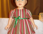 Christmas dress in red, green and white candy cane stripes for American Girl Dolls - ag113