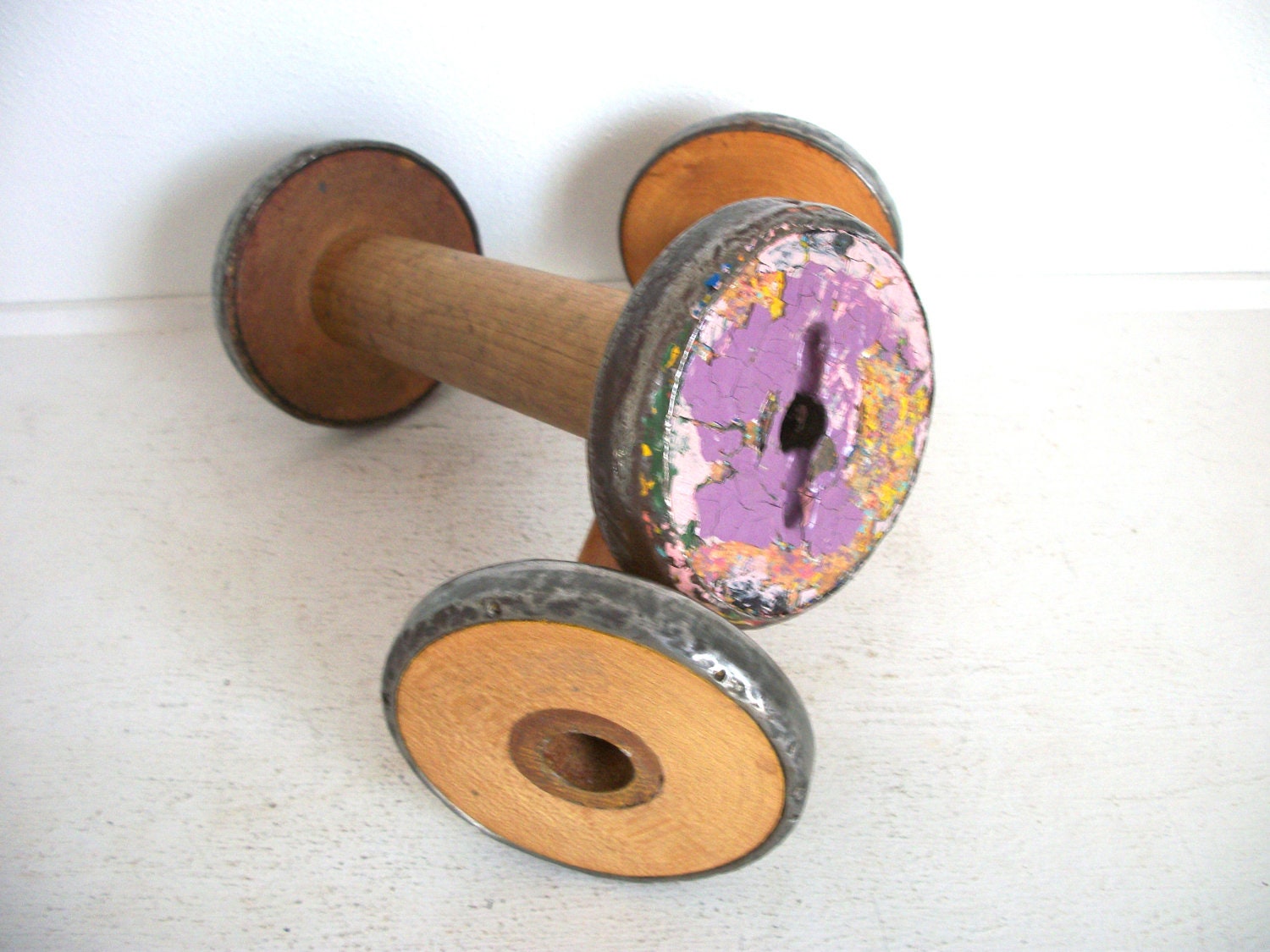 Pair of Vintage Wood Spools Bobbins