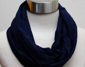 Navy and Black Circle Infinity Scarf Eternity Scarf Cowl Snood