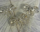 Bridal Hair Pins Wedding Accessory with diamante vintage button