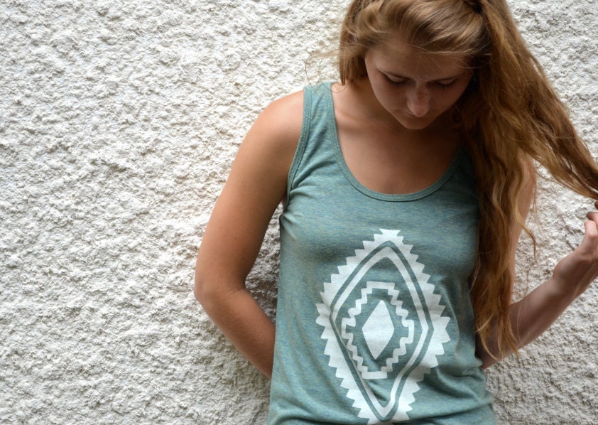 Tank Top - Light Green with White Diamond