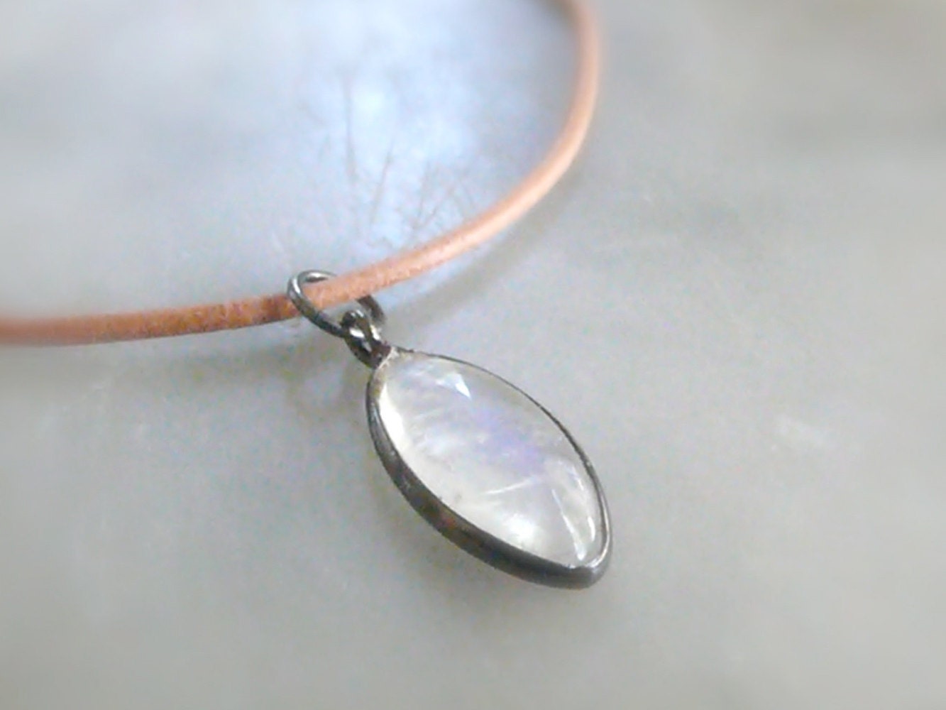 rainbow moonstone marquis necklace