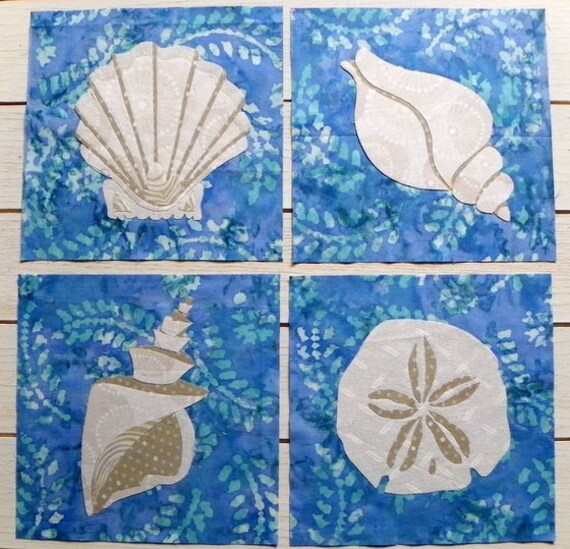 Quilt Block Set Sea Shells by MyMaisieDesigns on Etsy