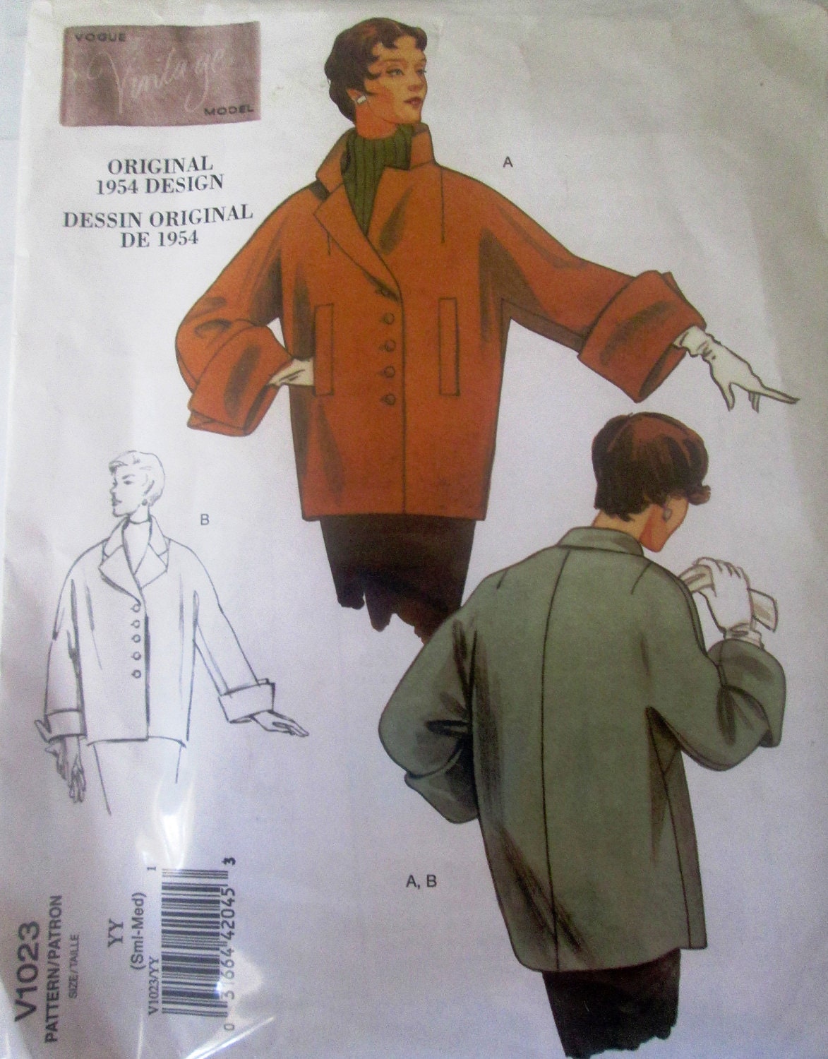 Vogue 1023 Gorgeous Coat Sewing Pattern 1950s