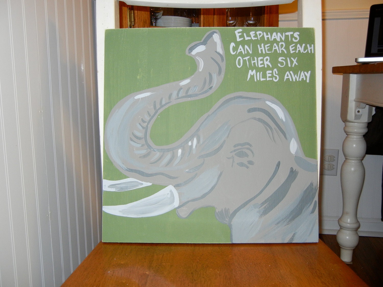Elephant Painting on Wood Plaque- Jungle Room decor- M2M Pottery Barn kids Explorer Animal Plaque