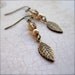 Autumn Earrings - Hazel - Leaf Earrings - Brass - Dangle Earrings - Gift Under 20 - Pearl - Fall - Elegant