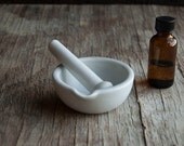 Mortar and Pestle - Vintage Victorian White Ceramic