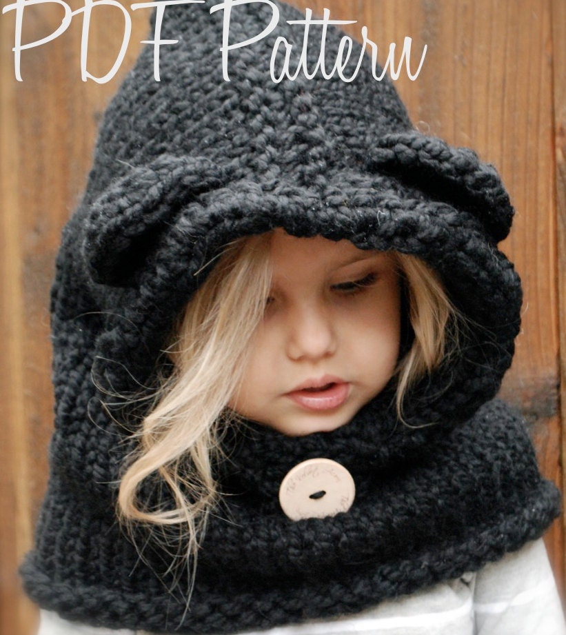 Knitting PATTERN-The Burton Bear Cowl (6/9 month - 12/18 month - Toddler - Child - Adult sizes)
