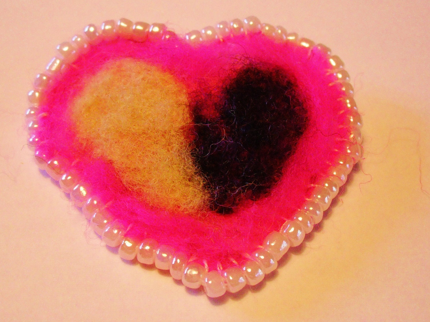 Needle Felted Heart Brooch