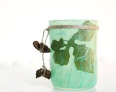 Nature Balcony Porch Decor Candle Holder Luminary with Wild Botanical Leaf for Spring Weddings, Reception Table Settings, or Outdoor Parties