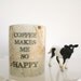 Country Shabby Chic Kitchen Tabletop Decor Candleholder with Coffee Quote for Outdoor Cabins, Western Cottages, or Neutral Home Accents