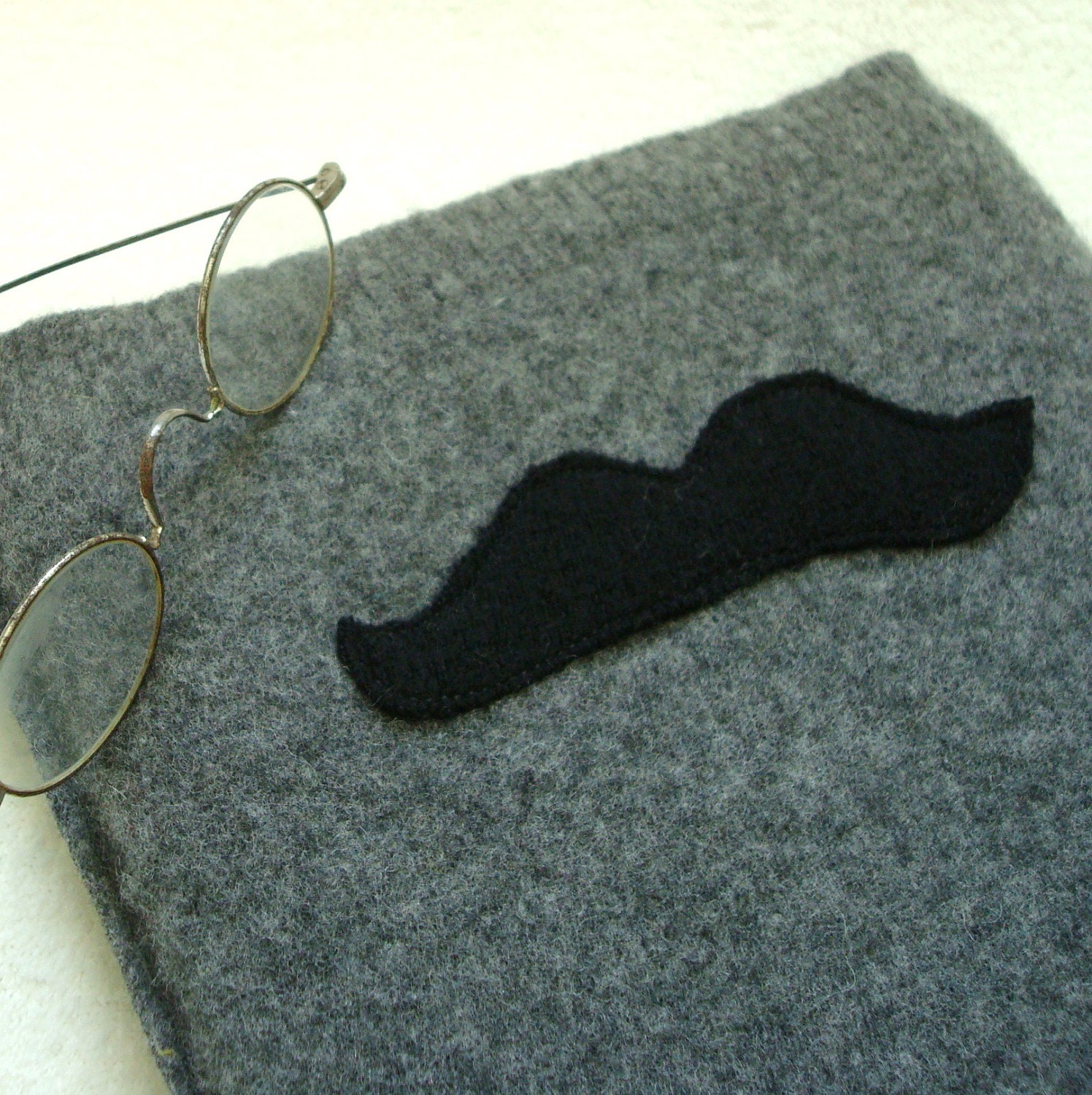Mustache iPad Cover Netbook Cover GRAY CASHMERE iPad Mini Case Gadget Sweater by WormeWoole