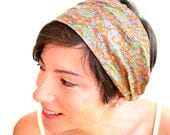Wide Bohemian turban headband  hair wrapp Recycled sari silk