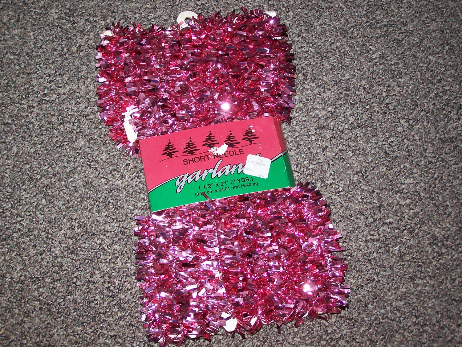 Pkg Vintage Christmas Tree Tinsel Garland in Pink by RetroMemories