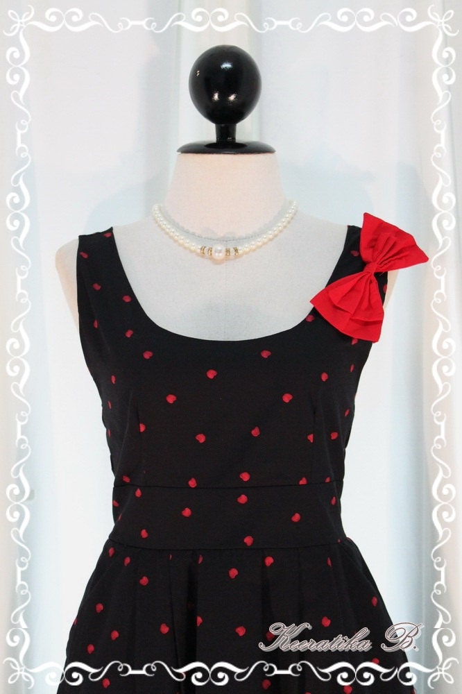 The Apple Tree - Wedding Night Party Cocktail Dinner Chilling Dress Black Color With Cutie Apple Print All Over