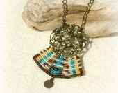 Silent beauty macrame necklace -antique brass flower mandala