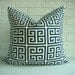 Navy Greek Key Decorative Pillow Cover -  Nautical Throw PIllow - Modern Classic - Hollywood Regency - Blue Ivory