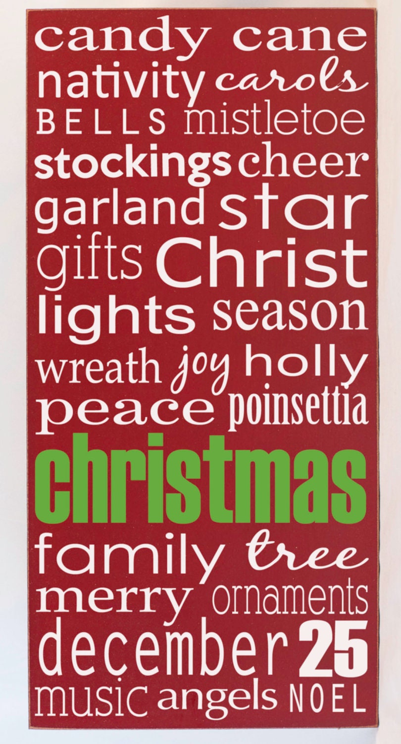 Christmas Subway Art Wooden Sign - Typography Word Art Sign  - Perfect for Holiday Decor - Your Choice of Color