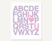 Custom I Love You Alphabet Poster - Childrens Typography Print Nursery Art - 11x14 Digital Print Poster