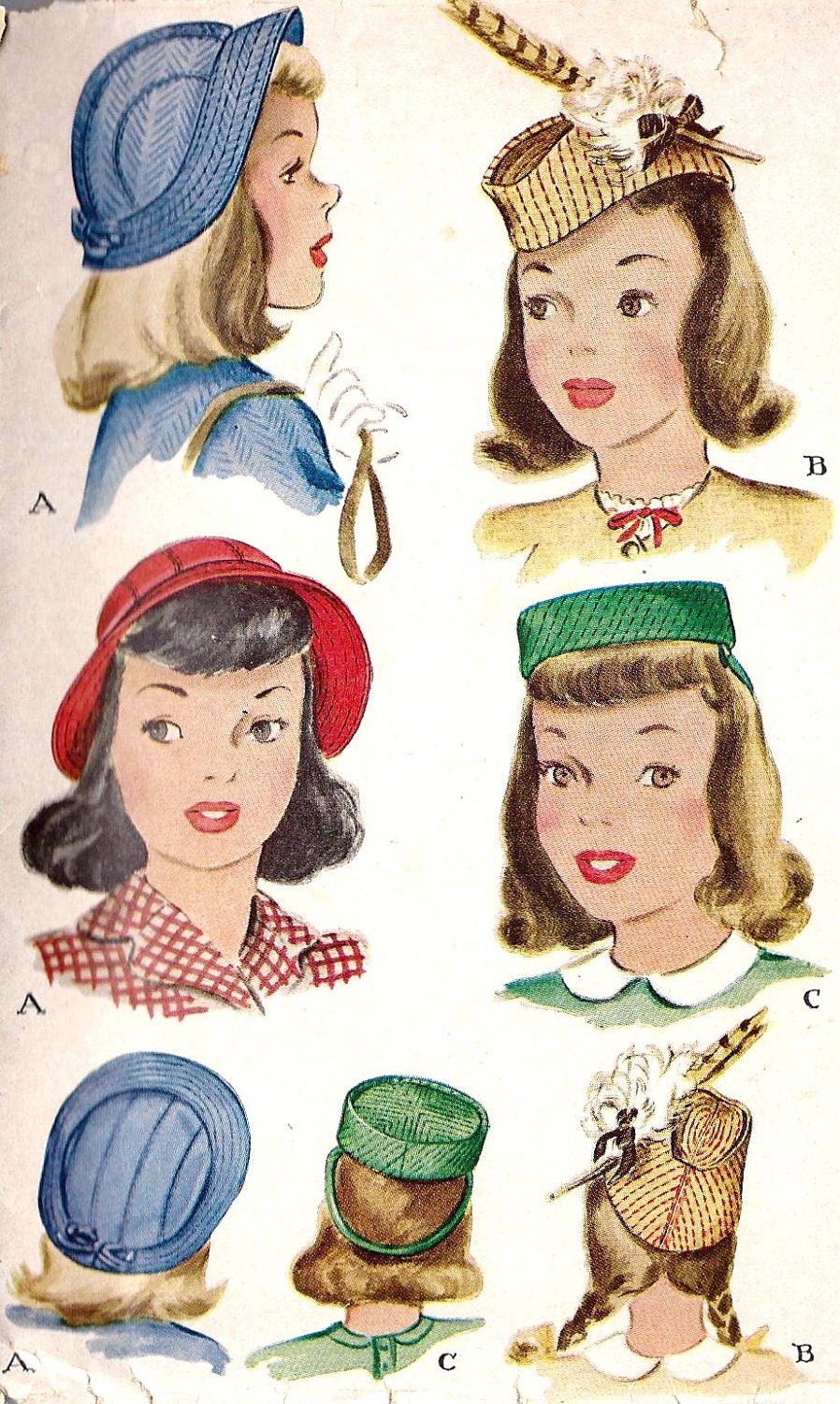 1940's hats on Pinterest Vintage Crochet Patterns, Fascinator Hats