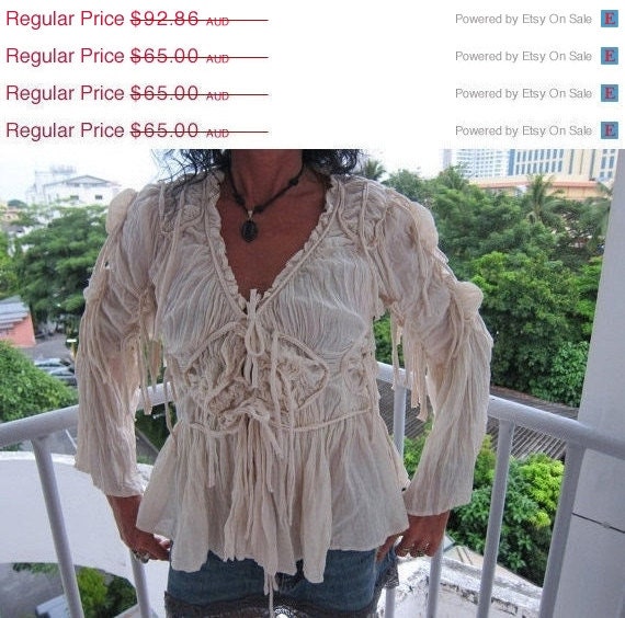 merry xmas natural coloured soft cotton bohemian shirt/top...beautiful wow factor