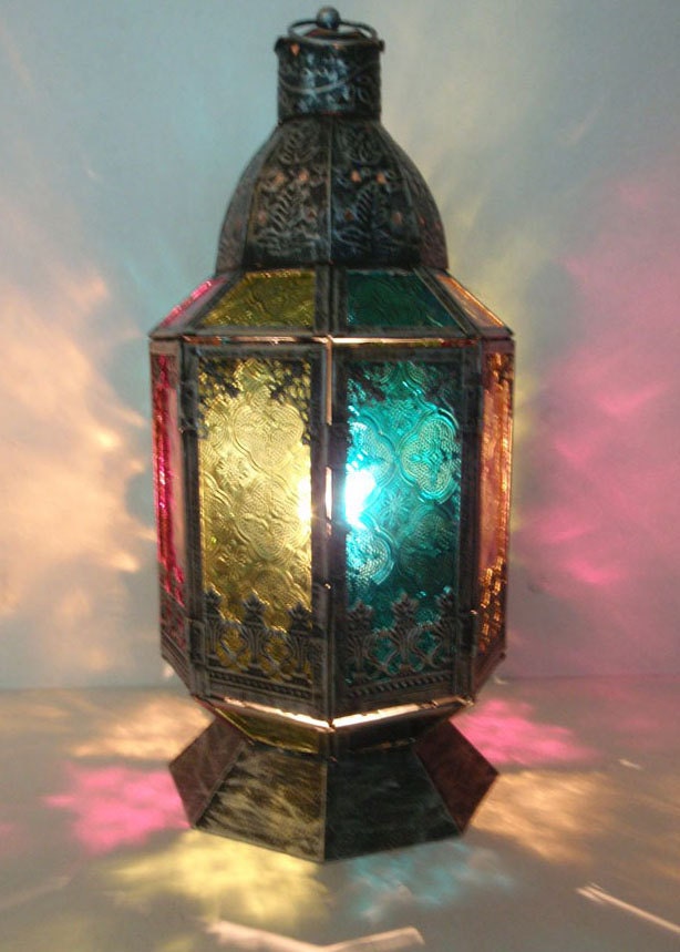 Anthropologie inspired Moroccan table lamp black and silver