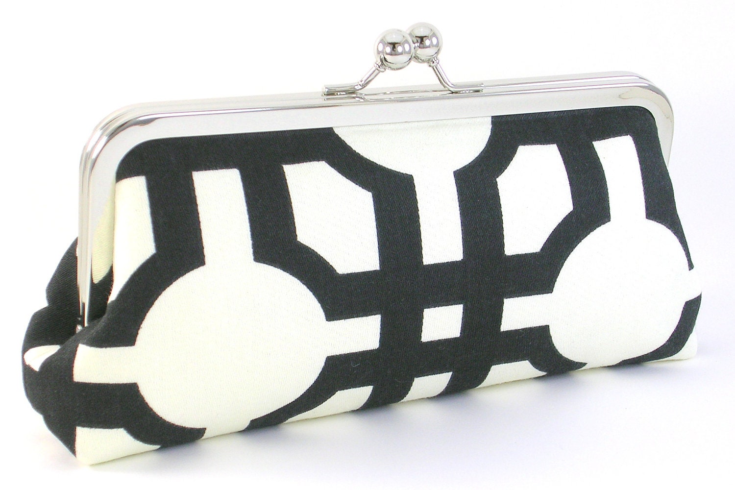 Black and White Geometric Modern Clutch Handbag