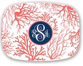 Personalized Melamine Platter- Coral-  Choose your Colors