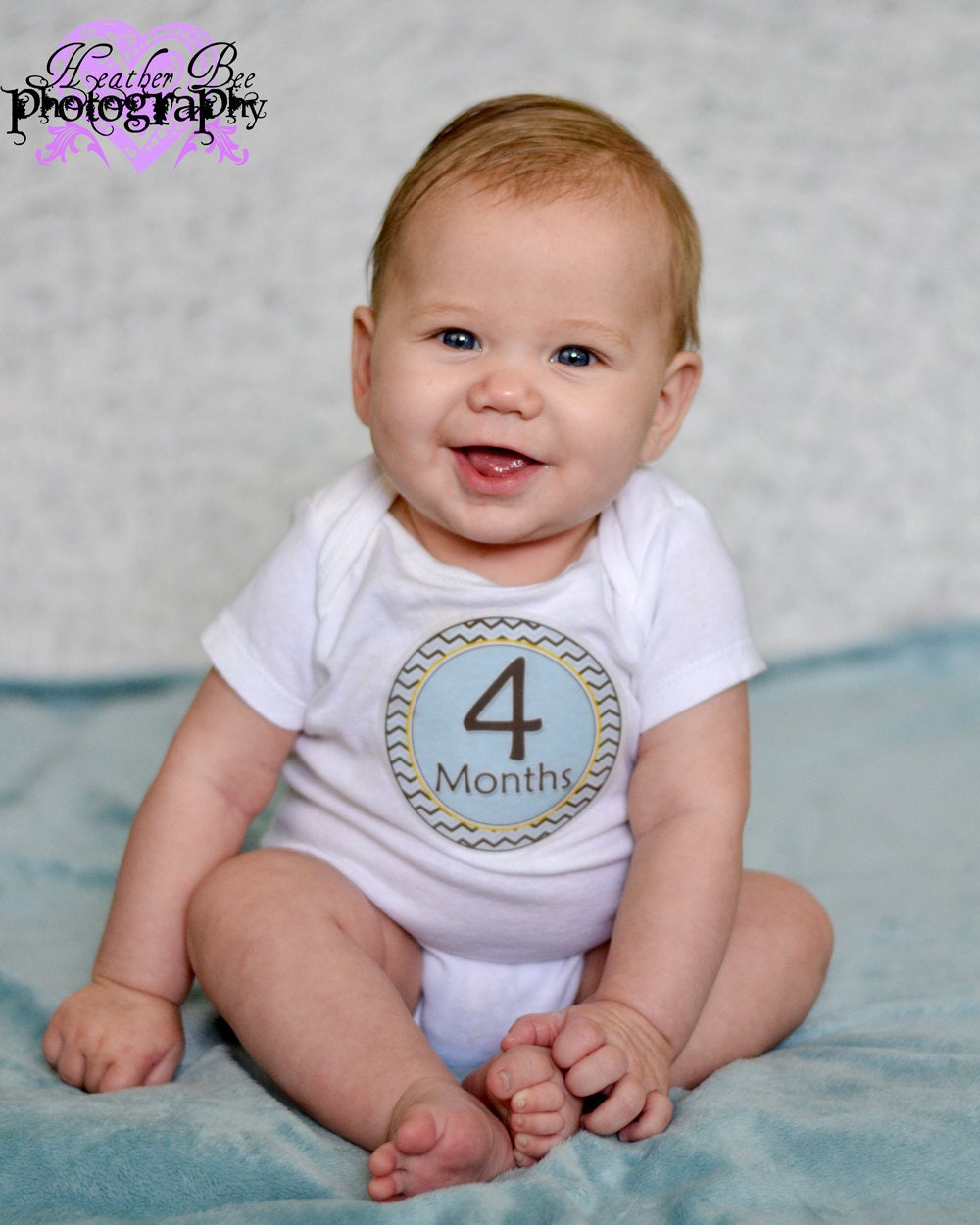 Monthly Baby Onesie Stickers - Tanner - Preppy Polka Dot and Chevron Patterns in Blue, Yellow, and Brown - Baby Month Stickers