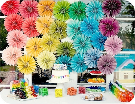 Party Decor Paper Flowers ...  12 Pomwheels .... Pick Your Colors // weddings // birthdays // party decorations