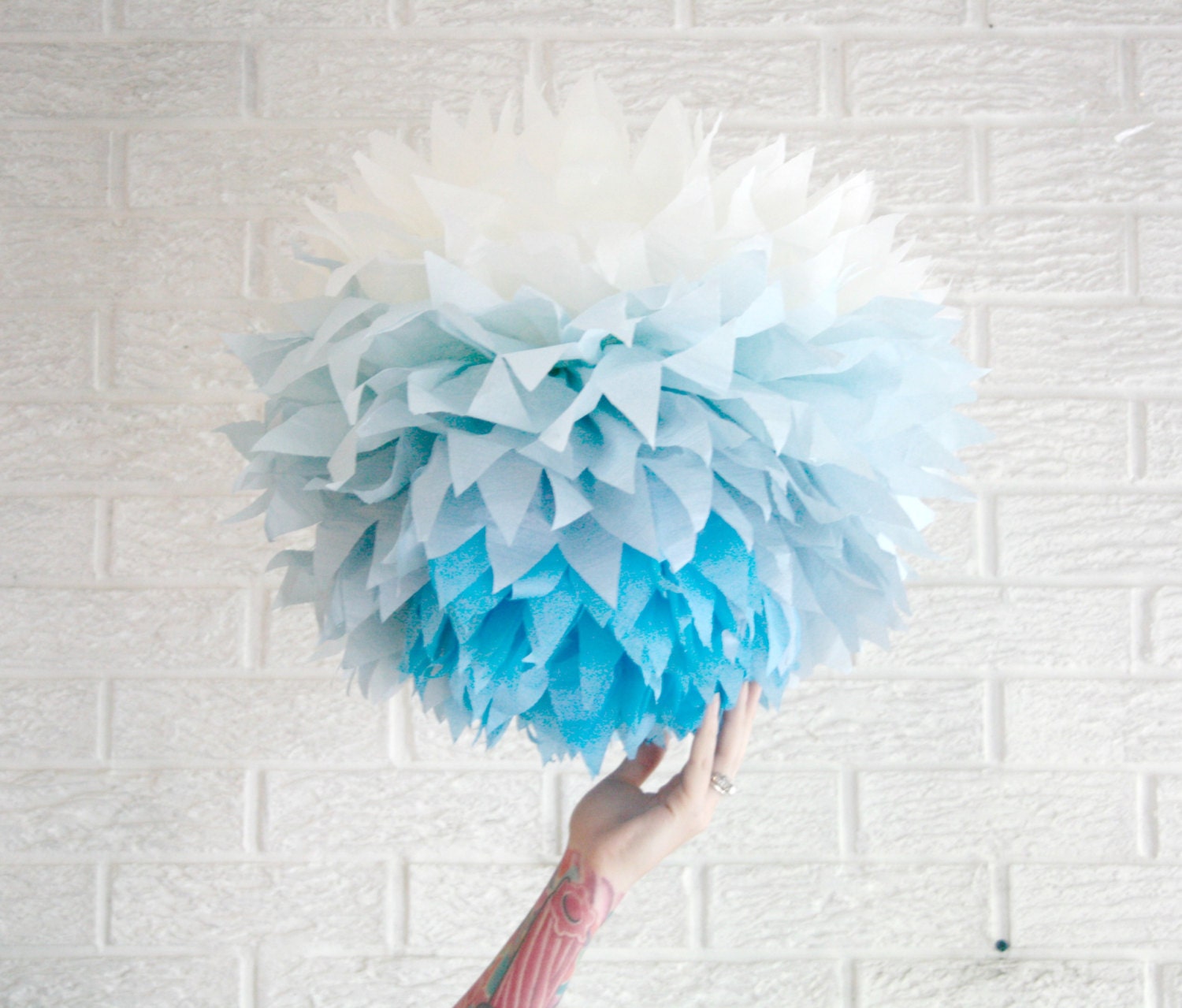 party decoration ...  JUMBO blue ombre  ... 1 Tissue paper pom //weddings // nursery // baby shower // birthday party // gender reveal //