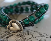 Teal Beaded Wrap Bracelet (Large Beads)