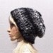 Handmade slouch hat - black gray white slouchy beanie - crochet accessories Fall Fashion Autumn Fashion Winter Fashion Sandy Coastal Designs