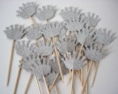 24 Decorative Royal Silver Crown Party Picks, Toothpicks, Food Picks, Cupcake Toppers - No674
