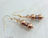Pearl and Crystal Bridesmaid Earrings Gold Swarovski
