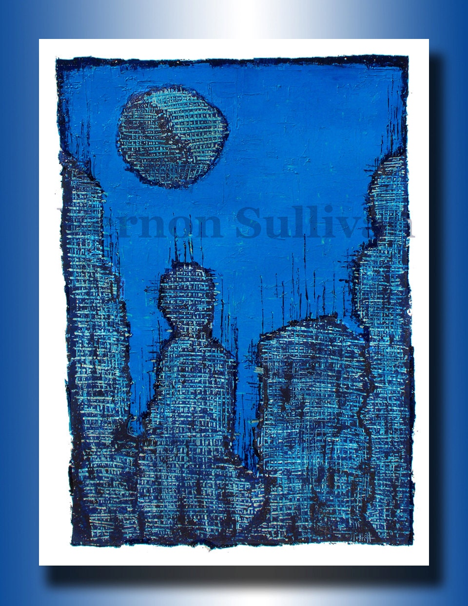 A2 16 x 20 wall art home interior decor blue abstract oil acrylic mixed media contemporary modern painting 's canvas print vernon sullivan