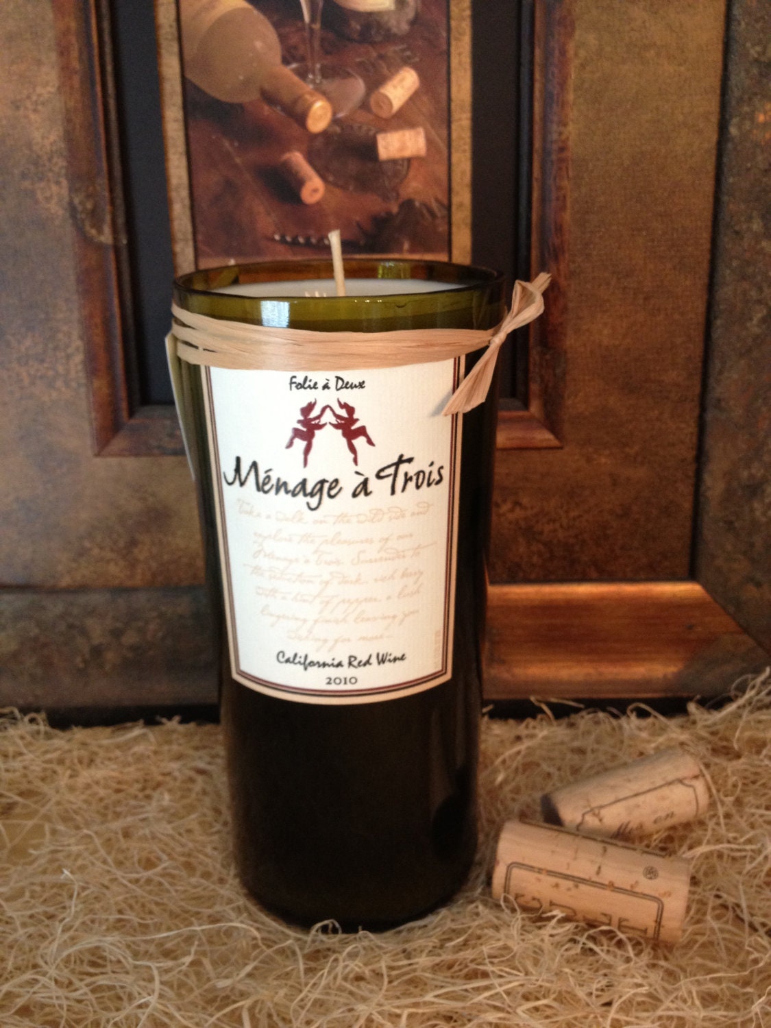 Recycled Wine Bottle Candle