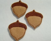 ACORN  (3) 2" Machine Embroidered Embellishments / Appliques