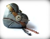 Steampunk Industrial Heart Pendant Necklace - Eye Spy 006