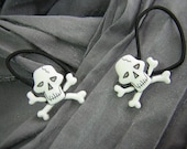 Skull and Crossbones Hair Elastics Ponytail Holders - Handmade by Rewondered D202E-00001