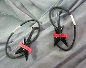 Black and Red Rock N Roll Guitar Hair Elastics Ponytail Holders - Handmade by Rewondered D202E-00007